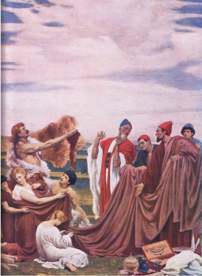 Feniciska handlare vid Storbritanniens kust (färg litho) av Frederic Leighton