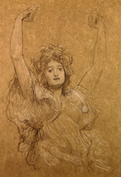 Studie av en dansande flicka (svartvit krita på papper) av Frederic Leighton