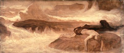 The Death of Leander, predellapanel av The Last Watch of Hero av Frederic Leighton