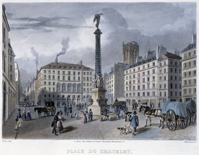Place du Chatelet - i ""Paris 1832" av Martens av Frederic Martens