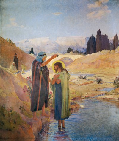 Johannes döparen döpte Jesus Kristus av Frederic Montenard