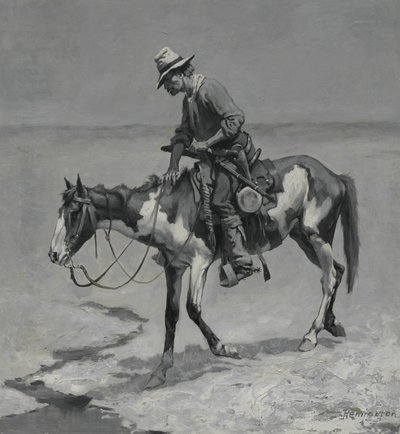 A Texas Pony, 1889 (olja på kompositionstavla) av Frederic Remington