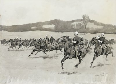 Batteri K vid Drill i Berkshire Hills, Massachusetts av Frederic Remington