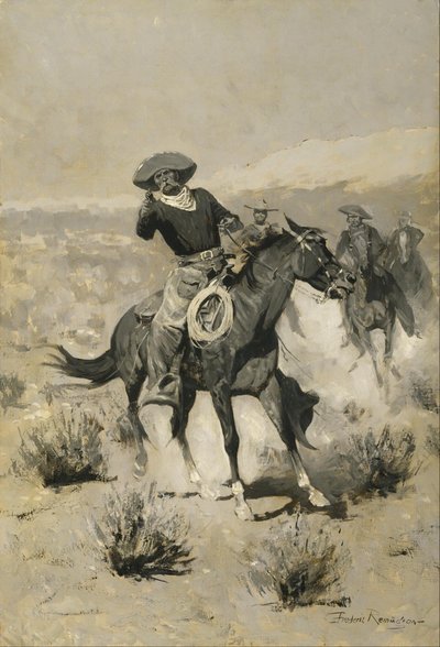Days on the Range ("Upp med händerna!") av Frederic Remington