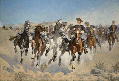 Nedstigning: The Fourth Troopers Moving the Led Horses, 1890 av Frederic Remington