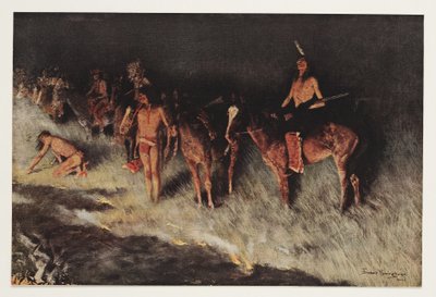 Fire on the Prairie, från Colliers Weekly, pub.1908 av Frederic Remington