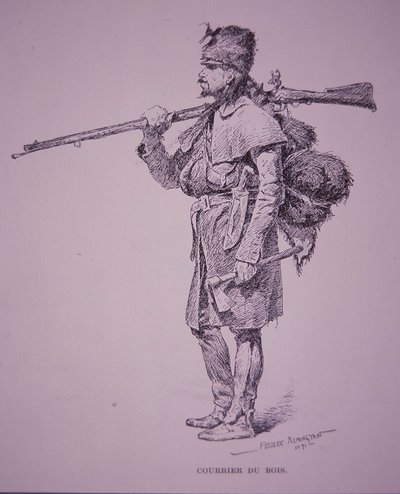 Fransk-kanadensisk pälsfångare Coureur du Bois av Frederic Remington