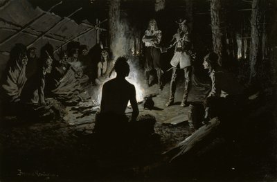 Fransk upptäcktsresandes råd med indianerna av Frederic Remington