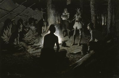 Fransk upptäcktsresandes råd med indianerna av Frederic Remington