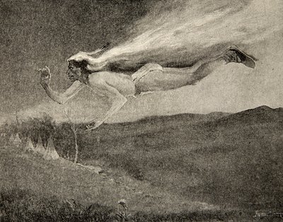 Glad like Ishkoodah, the comet, Like the star with eldy tresses, från The Song of Hiawatha av Henry Wadsworth Longfellow (1807-82), pub. av George G. Harrap und Company Ltd., 1911 av Frederic Remington