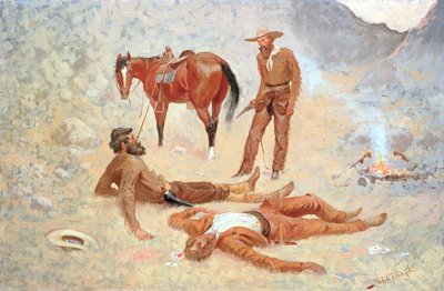 Han låg där han hade blivit ryckt, stilla som en stock av Frederic Remington