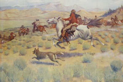 Hunting on the Prairie, från Colliers Weekly, pub.1904 av Frederic Remington