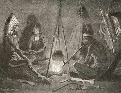 Jag kommer att följa dig, min man, från The Song of Hiawatha av Henry Wadsworth Longfellow (1807-82), pub. av George G. Harrap und Company Ltd., 1911 av Frederic Remington