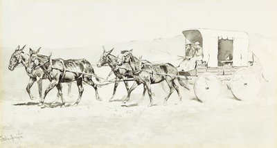 En av Williamsons stadier, ca 1892 (penna och pensel och svart bläck och kinesiskt vitt på papper) av Frederic Remington