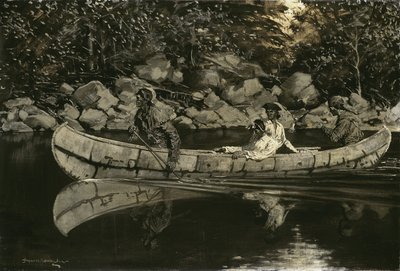 Paddlar den sårade brittiska officeren, 1897 av Frederic Remington