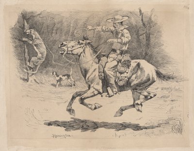 Spurring his Horse in Pursuit av Frederic Remington