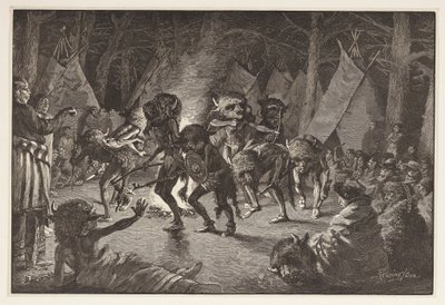 The Buffalo Dance, från Harpers Weekly, pub 1887 av Frederic Remington