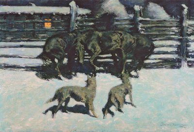 The Call for Help (At Bay) c.1908 (olja på duk) av Frederic Remington