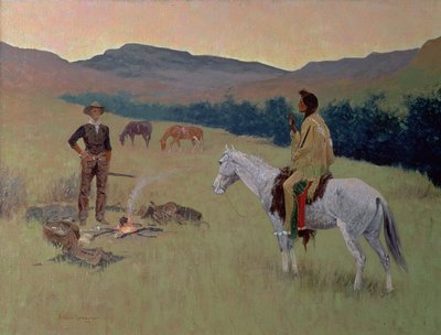 The Conversation, or Dubious Company (olja på duk) av Frederic Remington