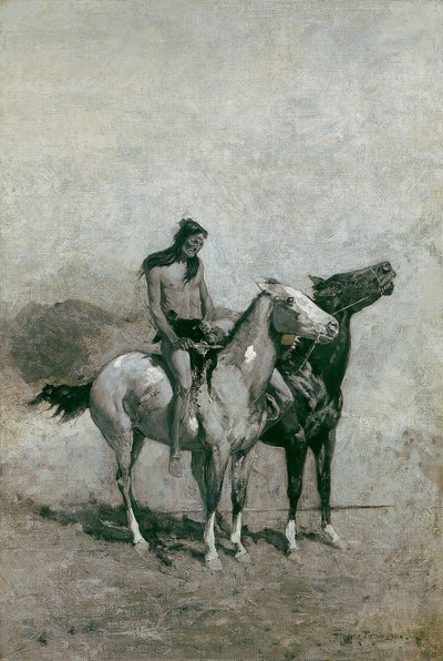 Eldslukaren slängde sitt offer över sin ponny av Frederic Remington