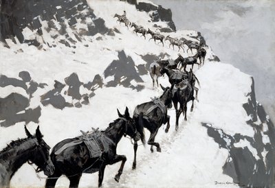 The Mule Pack (Ett malmtåg som går in i silvergruvorna, Colorado) 1901 av Frederic Remington