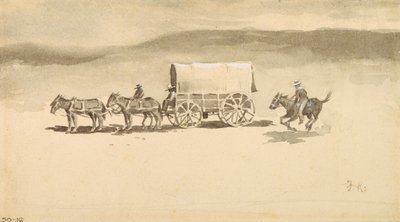 Utan titel (tvättteckning på papper) av Frederic Remington