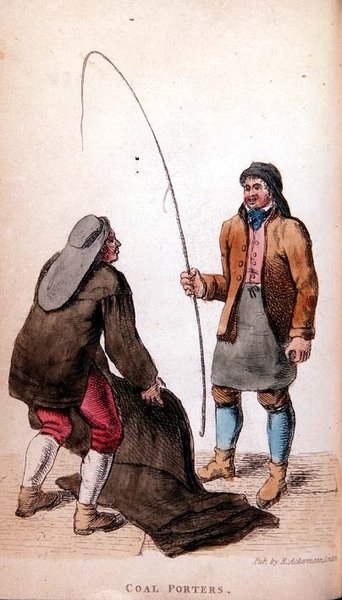 The Coal Porters från Ackermanns World in Miniature, 1800-talet (färgad litho) av Frederic Shoberl
