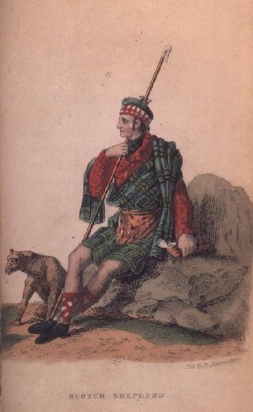 Scotch Shepherd från Ackermanns World i miniatyr av Frederic Shoberl