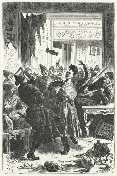 Firar en fest i Mongol Kina (gravyr) av Frederic Theodore (after) Lix