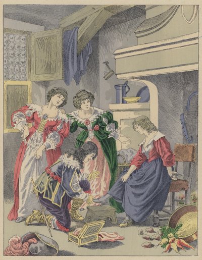 Cendrillon, Askungen (färg litho) av Frederic Theodore (after) Lix