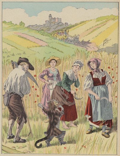 Le Chat Botte, Puss In Boots (färg litho) av Frederic Theodore (after) Lix