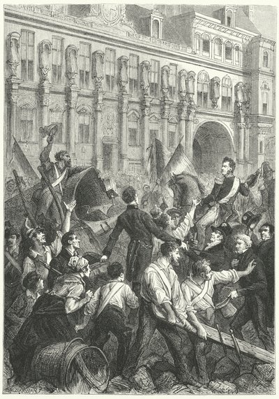 Louis Philippe, hertig av Orleans, på väg till Hotel de Ville, Paris av Frederic Theodore (after) Lix