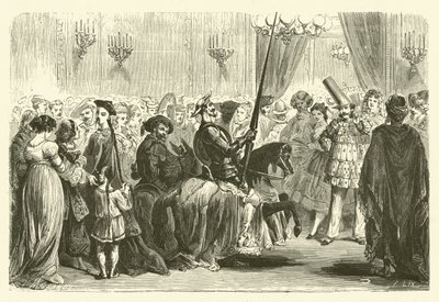 Maskerad boll av Grande Monde: ingången till Don Quijote (gravyr) av Frederic Theodore (after) Lix
