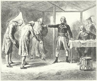 Napoleon avskedar den venetianska delegationen efter massakrerna på fransmännen i Venedig och Verona av Frederic Theodore (after) Lix