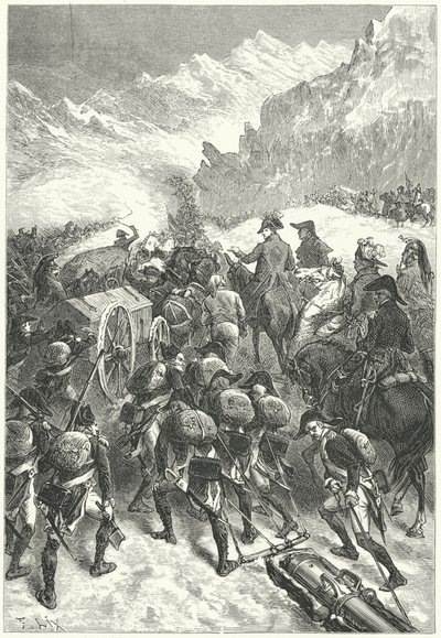 Napoleon leder sin armé över Alperna av Frederic Theodore (after) Lix