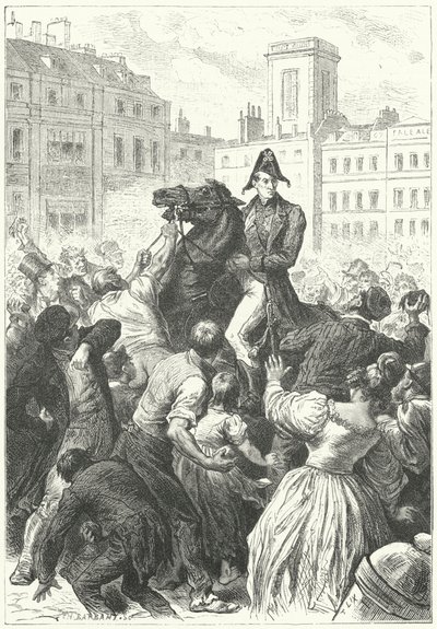 Hertigen av Wellington hamnade i ett upplopp (gravyr) av Frederic Theodore (after) Lix
