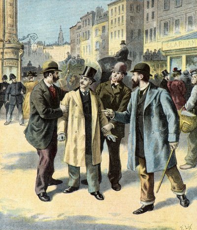 Arrestering av Leopold Emile Aron,1895 (Illustration) av Frederic Theodore Lix