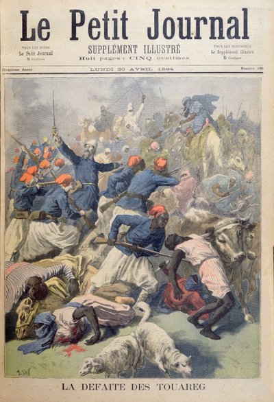 Tuaregernas nederlag, framsida av "Le Petit Journal", 30 april 1894 av Frederic Theodore Lix