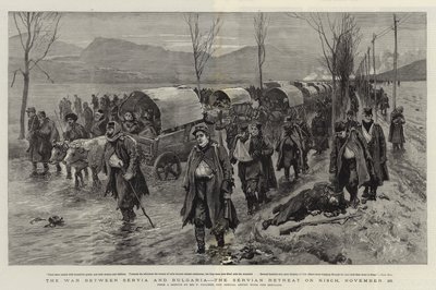 Kriget mellan Serbien och Bulgarien, den serbiska reträtten på Nisch, 26 november av Frederic Villiers