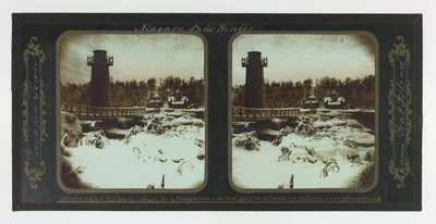 Winter Niagara Falls, Terrapin Tower från Goat Island av Frederic and William Langenheim