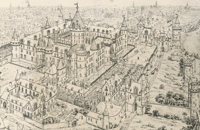 Louvren i Paris vid tidpunkten för Charles V, Wise (1300-talet), teckning av Frederic de Clarac (1777-1847), Frankrike av Frederic de Clarac