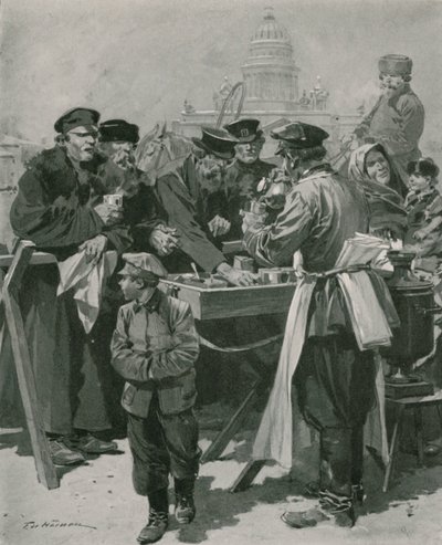 En Droshky-förares te-stall av Frederic de Haenen