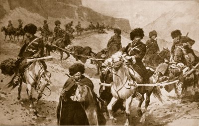 Kosackambulanskonvoj i bergen i Kaukasus, 1914-19 av Frederic de Haenen