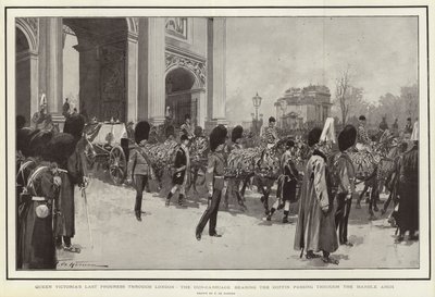 Drottning Victorias sista resa genom London, med en kanonvagn med kistan som passerar genom Marble Arch. av Frederic de Haenen