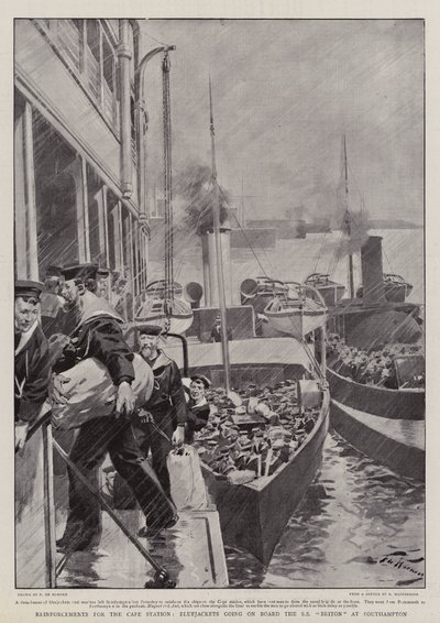 Förstärkningar för Cape Station, Bluejackets går ombord på SS-britten i Southampton av Frederic de Haenen