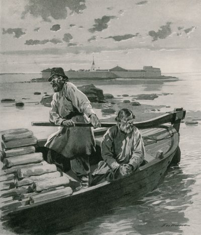 Slottsfästning, vid sjön Ladoga av Frederic de Haenen
