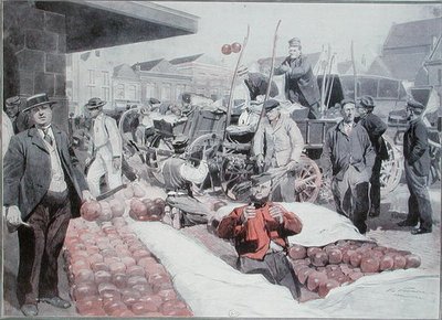 Ostmarknaden i Alkmaar, ca 1910 (färg litho) av Frederic de Haenen