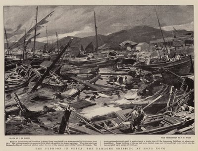 Tyfonen i Kina, den skadade sjöfarten i Hong Kong av Frederic de Haenen