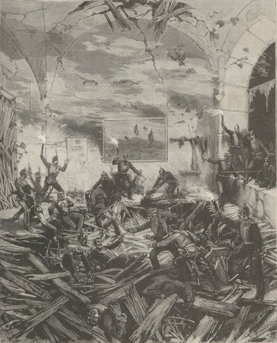 Vinterpalatset efter explosionen, kvällen den 17 februari 1880. av Frederic de Haenen