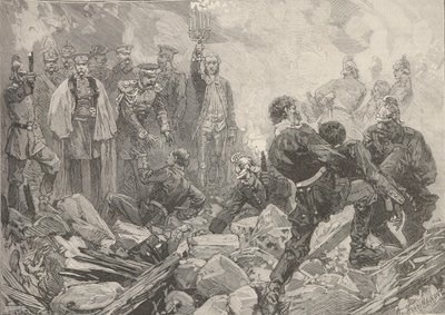 Vinterpalatset efter explosionen, kvällen den 17 februari 1880. av Frederic de Haenen